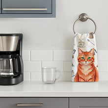 Load image into Gallery viewer, Solid Red Ginger Cat Coffee Time Kitchen Towel