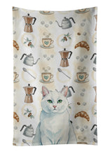 Load image into Gallery viewer, Solid White Cat Coffee Time Kitchen Towel