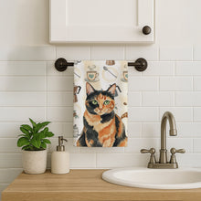 Load image into Gallery viewer, Tortoiseshell Cat Coffee Time Kitchen Towel