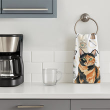 Load image into Gallery viewer, Tortoiseshell Cat Coffee Time Kitchen Towel