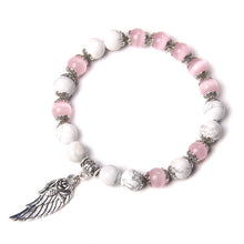 Load image into Gallery viewer, "Guardian Angel" Pink Cat Eye &amp; White Turquoise Bracelet