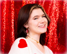 Load image into Gallery viewer, Yours Truly-Heart Pearl Dangle Earrings