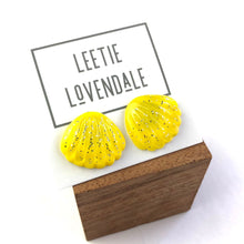 Load image into Gallery viewer, Yellow Oyster Shell Glitter Stud Earrings