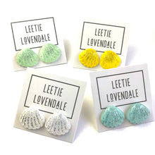 Load image into Gallery viewer, Yellow Oyster Shell Glitter Stud Earrings