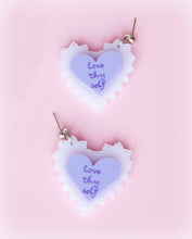 Load image into Gallery viewer, "Love Thy Self" Heart Earrings