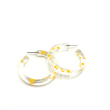 Load image into Gallery viewer, Yellow &amp; Clear Confetti Hoop Earrings - 1.75"