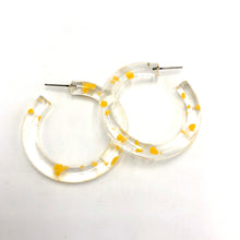 Load image into Gallery viewer, Yellow &amp; Clear Confetti Hoop Earrings - 1.75"