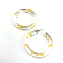 Load image into Gallery viewer, Yellow &amp; Clear Confetti Hoop Earrings - 1.75"