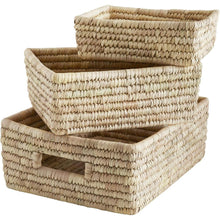 Load image into Gallery viewer, Set of 3 Rectangular Baskets | Storage Bins with Handles Home Shelf Organizers