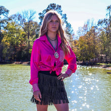 Load image into Gallery viewer, [Size 1X-3X] Dolly Duo Satin Button Up Blouse w/ Rhinestones | Western Cowgirl Plus Size Shirt