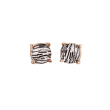 Load image into Gallery viewer, Zebra Stripes Square Stud Earrings