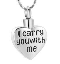 Load image into Gallery viewer, "I Carry You With Me" Heart Cremation Necklace