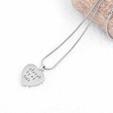 Load image into Gallery viewer, "Always by My Side" Engraved Silver Heart Cremation Urn Necklace