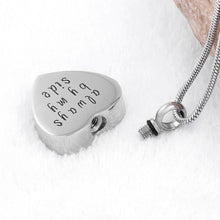 Load image into Gallery viewer, "Always by My Side" Engraved Silver Heart Cremation Urn Necklace