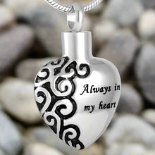 Load image into Gallery viewer, "Always In My Heart" Silver Heart Cremation Necklace
