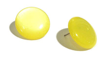 Load image into Gallery viewer, Yellow Moonglow Beveled Disc Stud Earrings