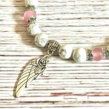 Load image into Gallery viewer, "Guardian Angel" Pink Cat Eye &amp; White Turquoise Bracelet