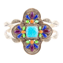 Load image into Gallery viewer, Zion Blue Turquoise Multi-Stone Golden Cuff Bracelet